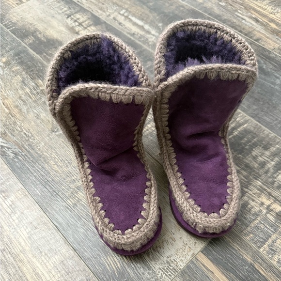 Mou Deep Purple Boots with Grey Stitching - Picture 3 of 7